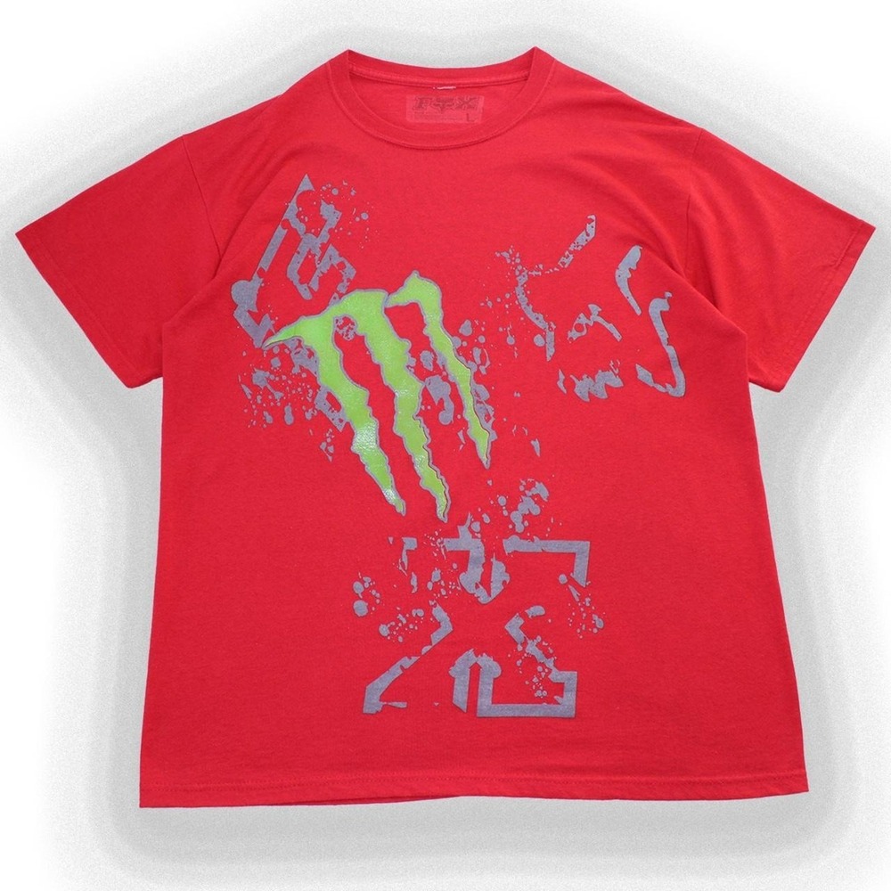 Y2K 2000'S Monster Energy Fox Racing Red Graphic Tee